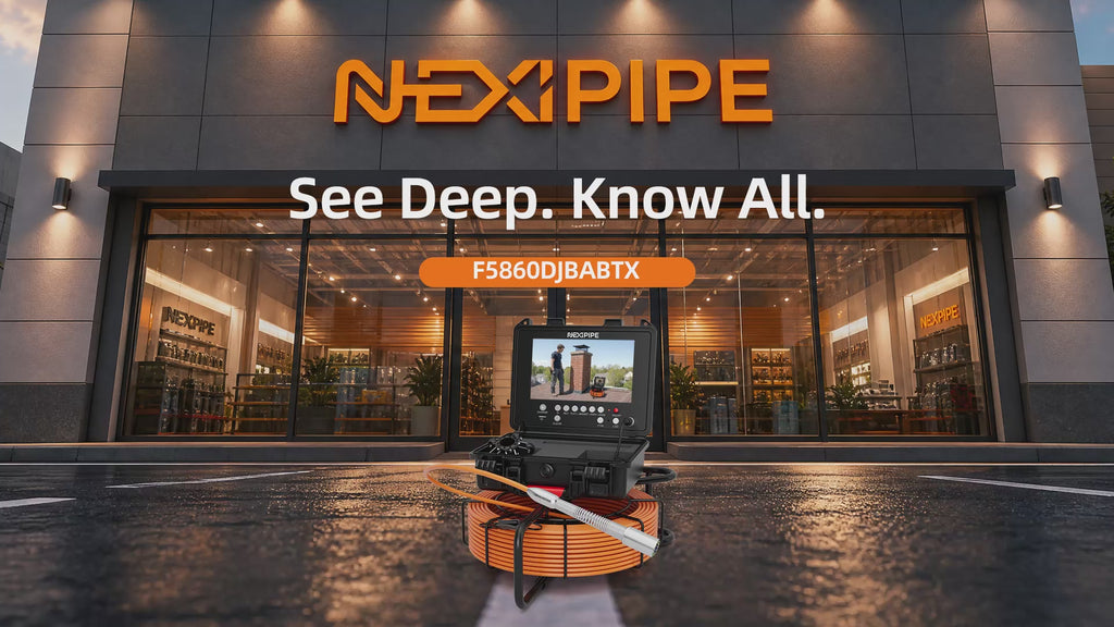 Nexipipe Sewer Camera with  23mm/0.9in 512Hz Self-Leveling Camera,  0.28in/7mm 165FT/50M Thicker Cable with Distance Counter